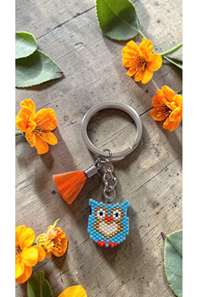 SEARD Miyuki Beads Handmade Blue Owl Keychain/Bag Ornament