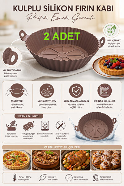 Akyüz Plastik 🍟   Airfryer Silicone Baking Container 20 cm Non-Stick Reusabl...