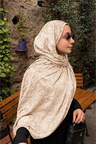 Tuka scarf Halka Desen Krem Renk Şal