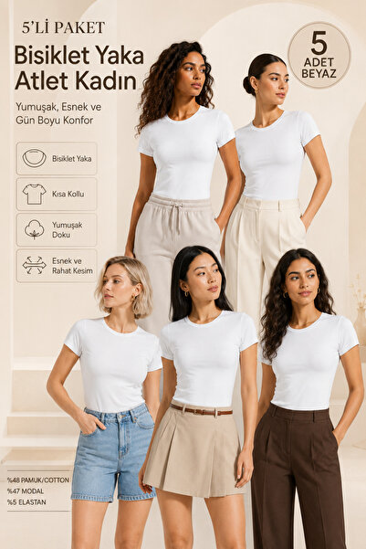 Loule Women's Crew Neck Short Sleeve 5-Pack Basic T-Shirt - Cotton & Modal St...