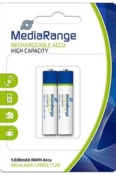 MediaRange Επαναφορτιζόμενη Μπαταρία AAA Ni-MH 1000mAh 1.2V 2 τεμάχια