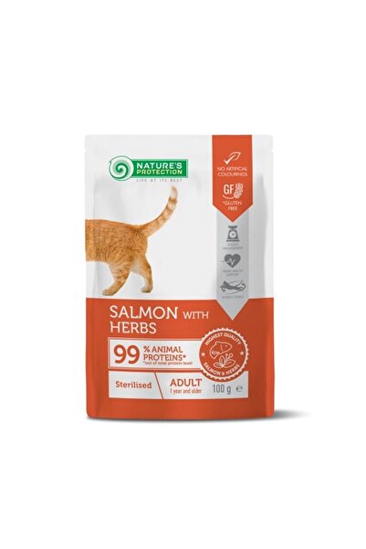 Nature's Protection Hrană umedă sterilizată pentru pisici adulte cu somon și ...
