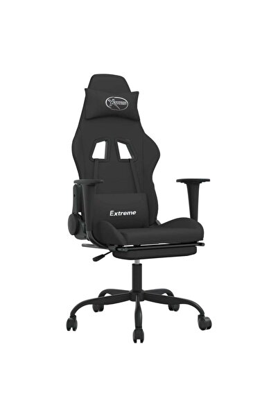 vidaxl Scaun de gaming cu suport picioare, negru, textil