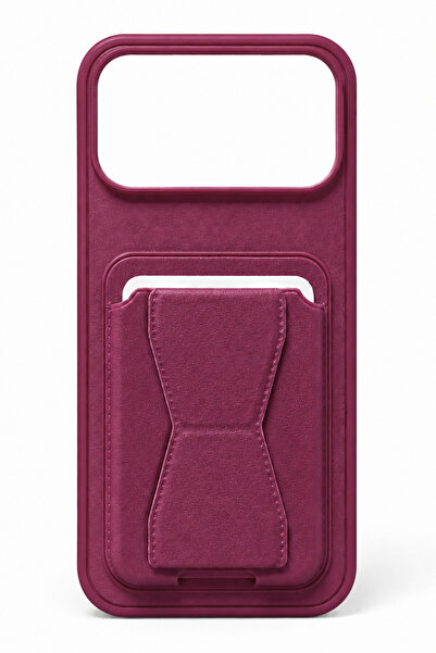 WANNA PROTECT iPhone 17 Pro Max Uyumlu Kartlıklı Standlı Deri Dokulu Kamera K...
