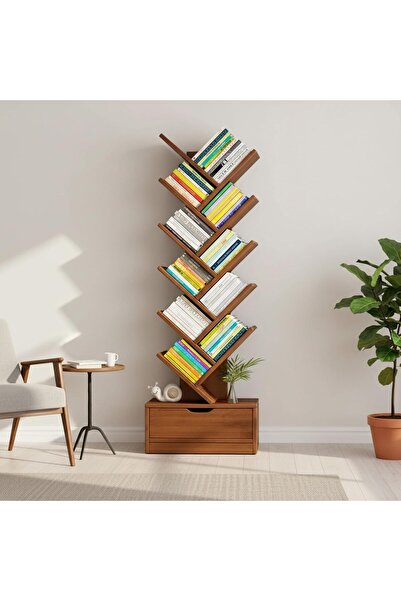 Beauenty Innovative Tree Bookshelf with 11 Shelves, Vintage Wooden for Books,...