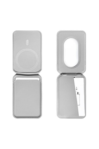 alphastore MagSafe Uyumlu Deri Kartlık Cüzdan Ve Telefon Standı