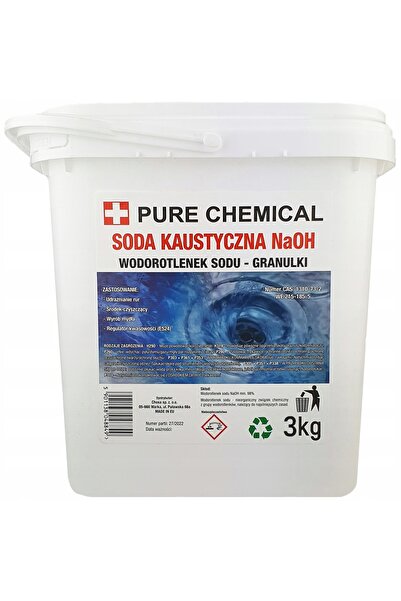CHOSA Hidroxid De Sodiu, Pure Chemical, 3Kg, Soda Caustica Granule, Desfundat...