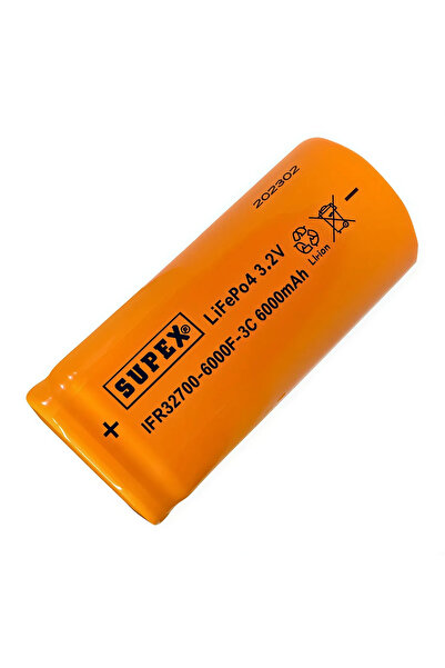 Supex IFR32700-6000F-3C 3.2V 6000mAh LiFePO4 Düz Kafa (Başsız) Pil