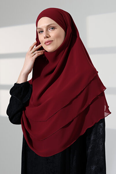 ihvan online Hijab Chiffon Veil Three-Layer Oval Souffle Khimar, Practical Hi...