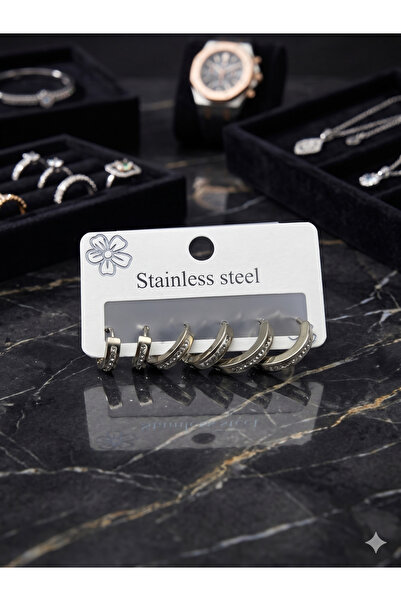 BİJU YILMAZ 26Clk108 - Anthracite Sparkle Earring Set