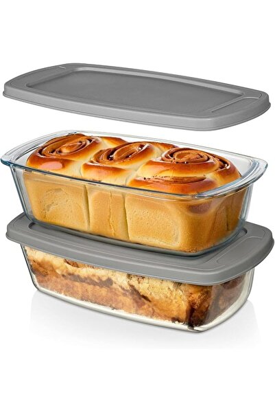 The Bros LARGE 1800 ML Glass Loaf Pan with Lids (Set of 2)