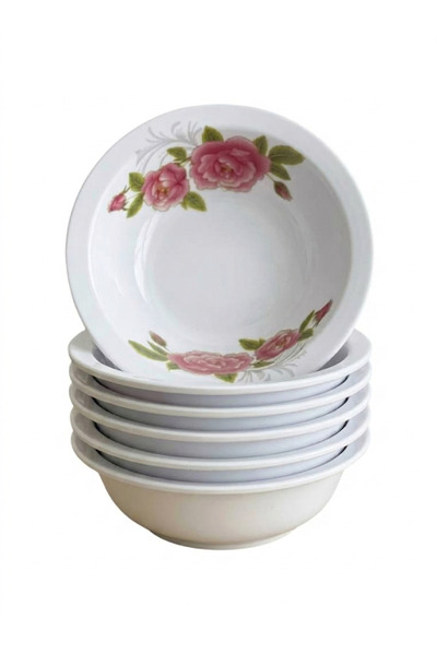FWM Premium Melamine Deep Soup Bowls (Set of 6) – 18 cm Shatterproof Floral D...