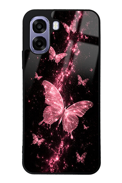 Spoyi Oppo A6T Pink Galaxy Butterfly Tasarımlı Glossy Telefon Kılıfı