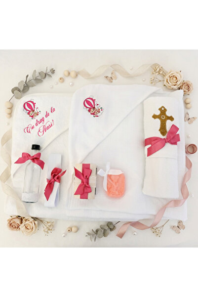 OEM Trusou Botez Fetiță Teddy Bear Balloon Roz – Set Compact 75×75 cm | & Del...