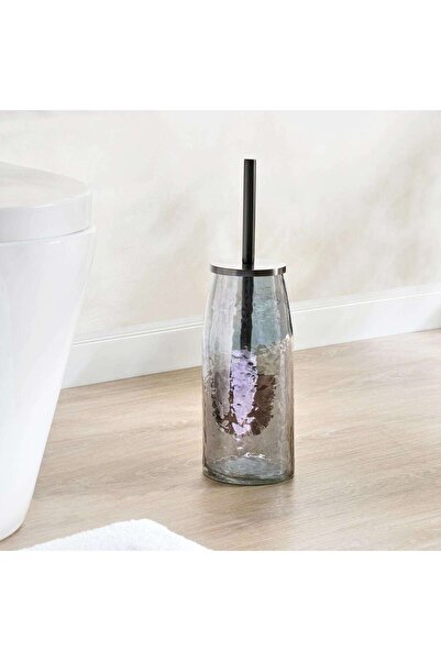 PAN HOME حامل فرشاة المرحاض الزجاجي من إنجما 10×10×40 سم - أومبري