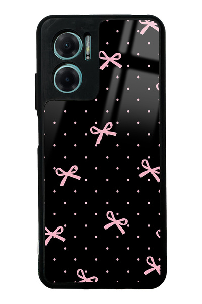 Spoyi Xiaomi Redmi Note 11E Pembe Kurdele Tasarımlı Glossy Telefon Kılıfı