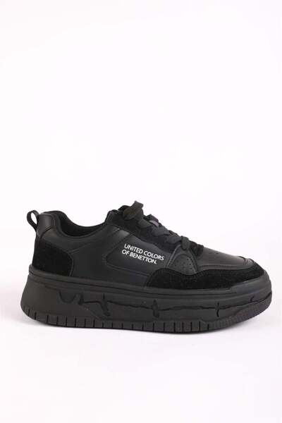 Benetton Women's Imported Thick Sole Lace-Up Sports Shoes & Sneakers Black
