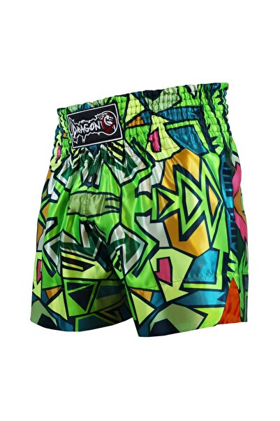 Dragondo MT3043 Muay Thai - Pantaloni scurți de kickboxing, verzi, cu imprimeu digital