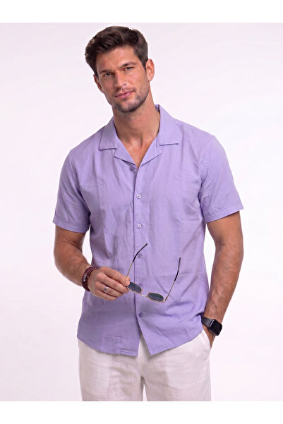 Levantino Men’s Solid Short Sleeve Resort Collar Shirt