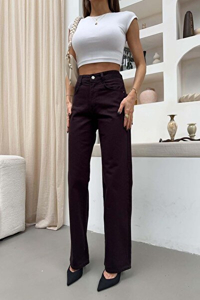 mylove Washable Wide Leg Jeans Dark Brown