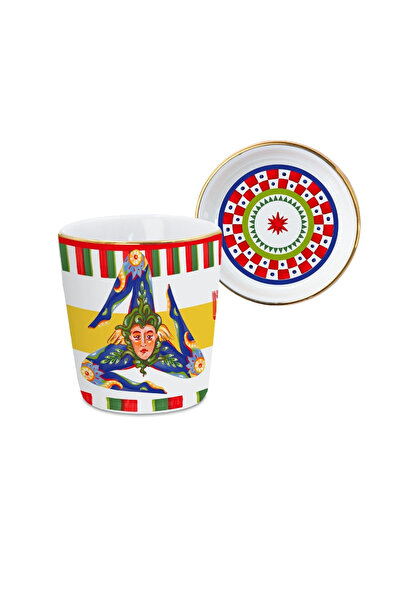 Baci Milano Dolce Vita Trinacria Kapaklı Espresso Fincanı 7 cm Porselen