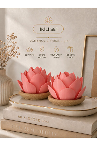 zulya Lotus İkili Set LED Mumluk – Dekoratif Lotus Çiçeği Gece Lambası – Biop...
