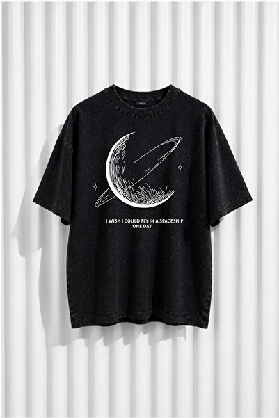 valeriae Πλενόμενο μπλουζάκι Oversize Unisex, Πλυμένο Vintage Street Style, Μ...