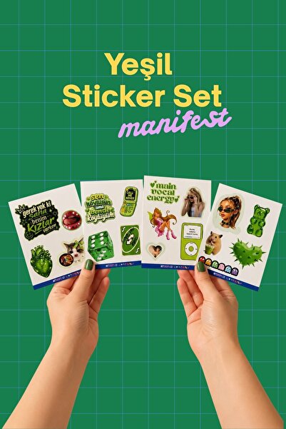 ArtDropsco Manifest Sueda Yeşil Sticker Seti, Girlband Temalı Dekoratif Lapto...