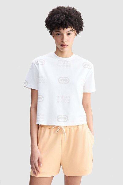 ecko unltd. Ecko Red Anna Loose Fit Crew Neck Printed 100% Cotton Women's Whi...