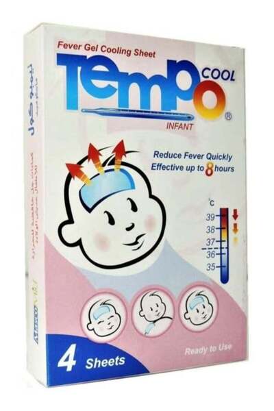 Tempo كمادات جل لتقليل درجة حرارة الجسم أثناء الحمى (4 قطع)
