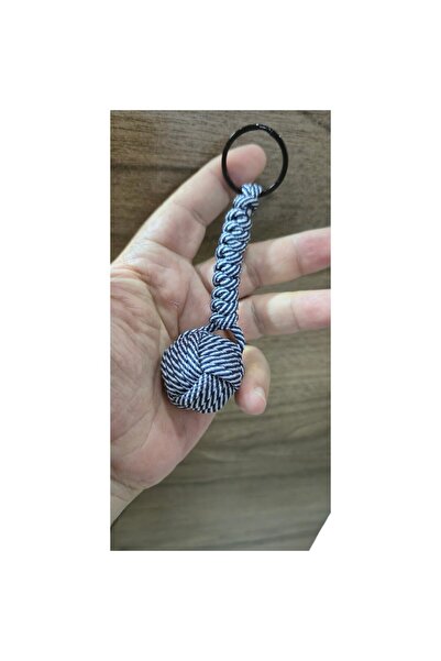 moonparacord Paracord Monkey Fist Keychain Black White