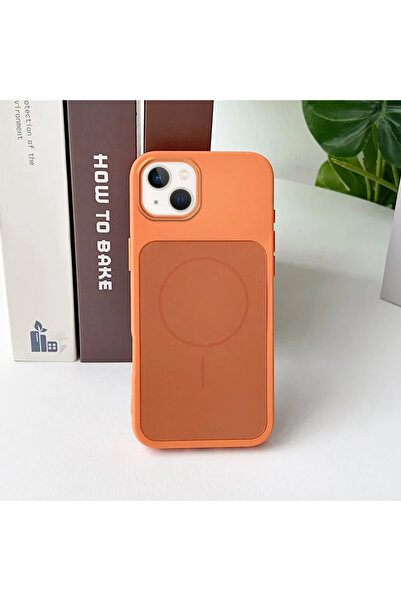 Zebana Apple iPhone 14 Plus Elista M-Safe Silikon Kılıf - Turuncu