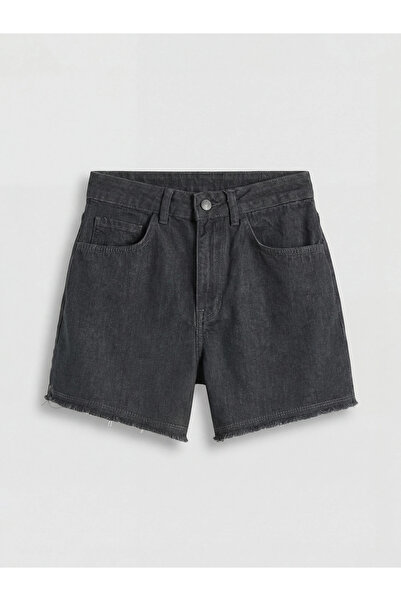 LC Waikiki Gray High Waist Mom Fit Women's Jean Shorts