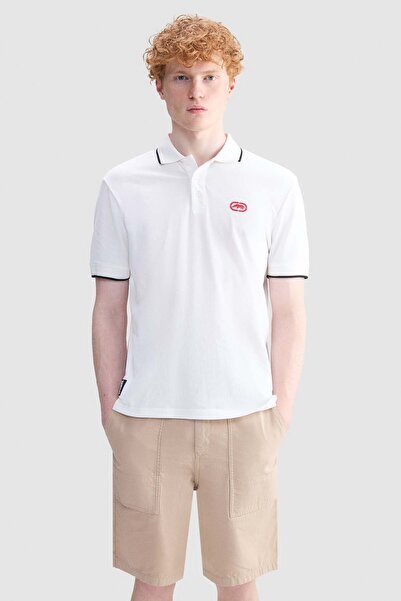 ecko unltd. Caleb Regular Fit Polo Collar Printed 100% Cotton Men's White Pol...