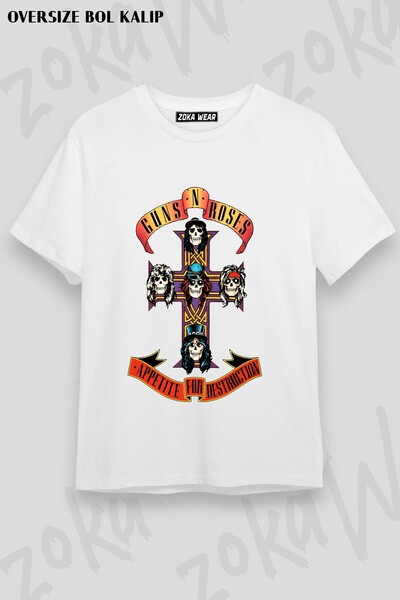 ZOKAWEAR تي شيرت مطبوع للجنسين من نوع Guns N Roses v12