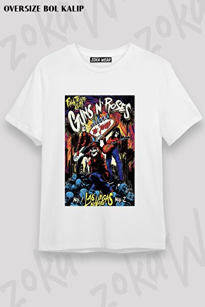 ZOKAWEAR تي شيرت مطبوع للجنسين من نوع Guns N Roses v33