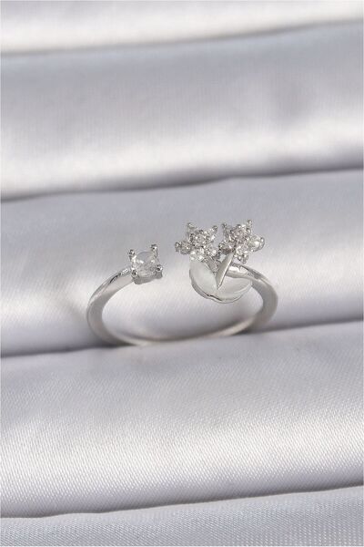 Generic Brand Brass Silver Color Adjustable Zircon Stone Star Model Women's Ring