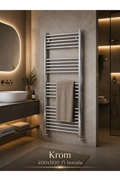 DG THERM Krom Havlupan 400x1100 mm 15 Borulu Krom Renk Banyo Havlupanı