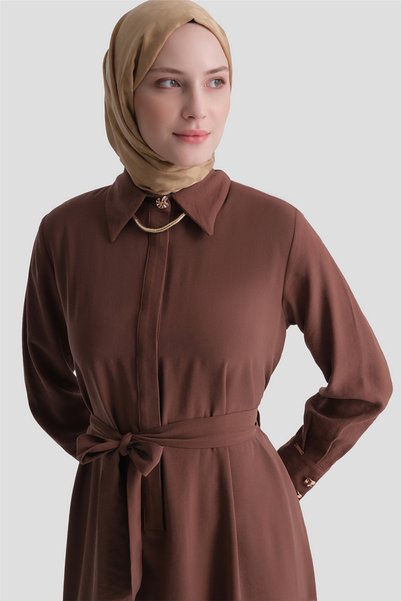 Armine Accessory Detailed Dress Brown