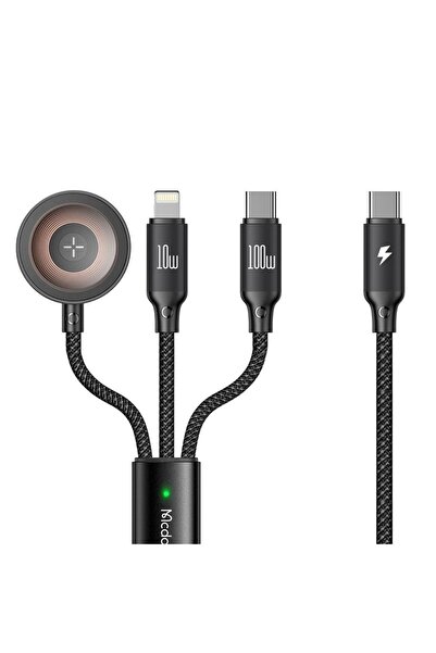 Mcdodo Cablu 3 în 1 Type-C la Lightning/Type-C cu încărcător wireless compati...