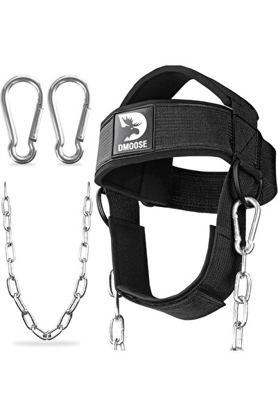DMoose Fitness Neck Harness for Weight Lifting - Soft Padded Head & Chin Stra...