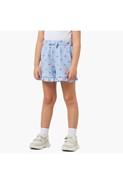 Juniors Elasticated Waist Shorts with Cherry Print