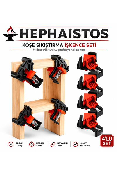 Hephaistos 90 Derece Köşe Sıkıştırma İşkence Mengene Seti 4’lü Profesyonel Ah...