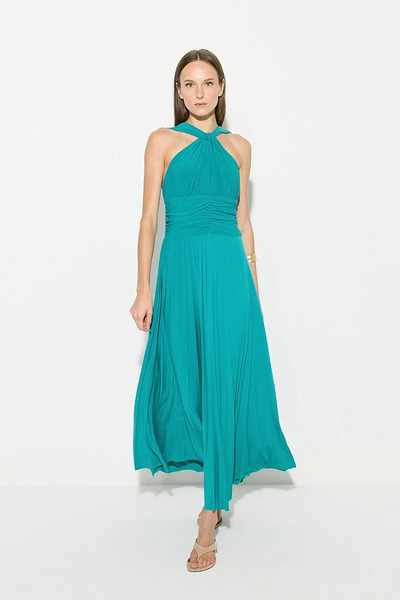 Gusto Rochie tricotată maxi cu detalii drapate - Verde