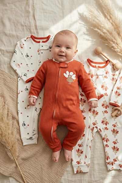 Generic Brand Bird Patterned Premium Cotton 3-Piece Baby Romper Set - Autumn ...