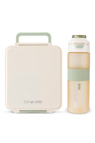 Eazy Kids Jumbo Bento Lunch Box w/ Tritan Water Bottle 850ml – Ivory