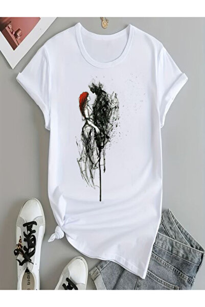 COZYWEAR Artistic Figure Printed White T-Shirt