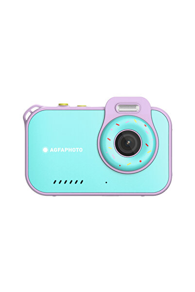 AgfaPhoto كاميرا ريل كيدز مقاومة للماء مع لعبةين مدمجين وبطارية ليثيوم - أزرق