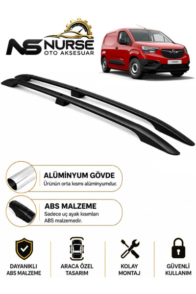 NURSE Opel Combo 2019-2026 Kısa Şase İçin Uyumlu Üst Port Bagaj Tavan Çıtası ...