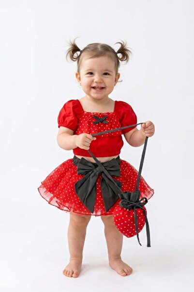 Cantoy Baby Girl Red Polka Dot Tulle Skirt with Bow Detail Special Occasion a...